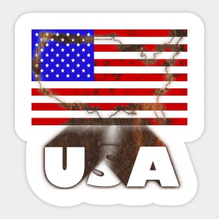 USA 3D Rustic Map Flag Sticker